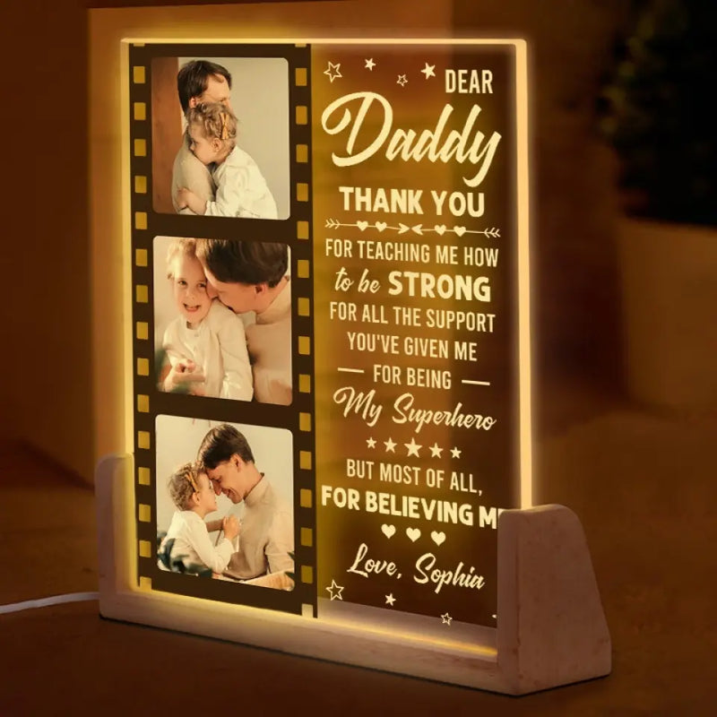 Custom Photo Father Daughter Gifts - Personalized 3D LED Walnut Night Light