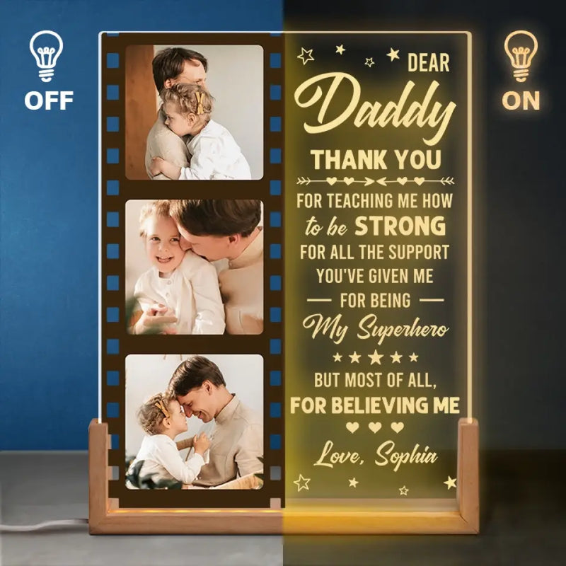 Custom Photo Father Daughter Gifts - Personalized 3D LED Walnut Night Light
