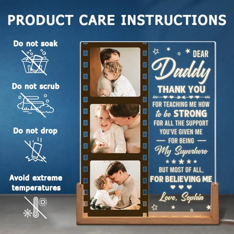 Custom Photo Father Daughter Gifts - Personalized 3D LED Walnut Night Light
