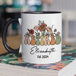 Custom Name Floral Retirement Gifts - Personalized Accent Mugs