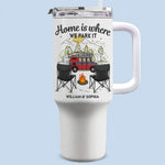 Custom Name RV Camping Gifts for Couples - Personalized 40 Oz Tumbler With Handle