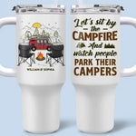 Custom Name Husband Wife Camping Gifts for Couples - Personalized 40 Oz Tumbler With Handle