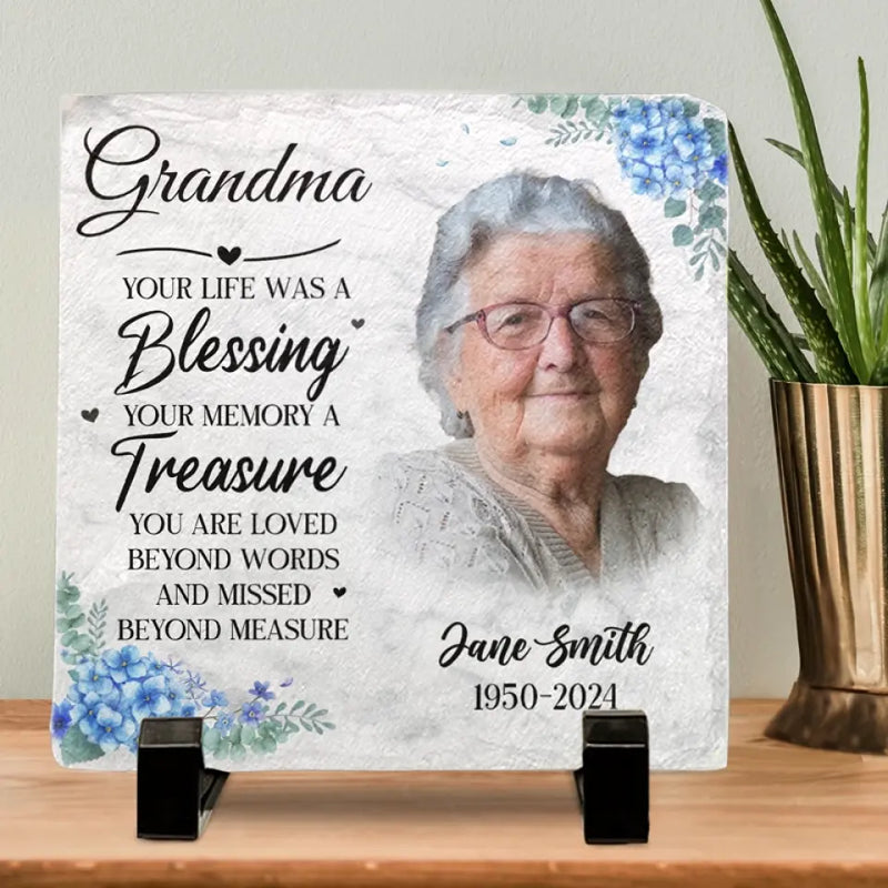 Custom Photo Grandma Memorial Gifts - Personalized Memorial Stone