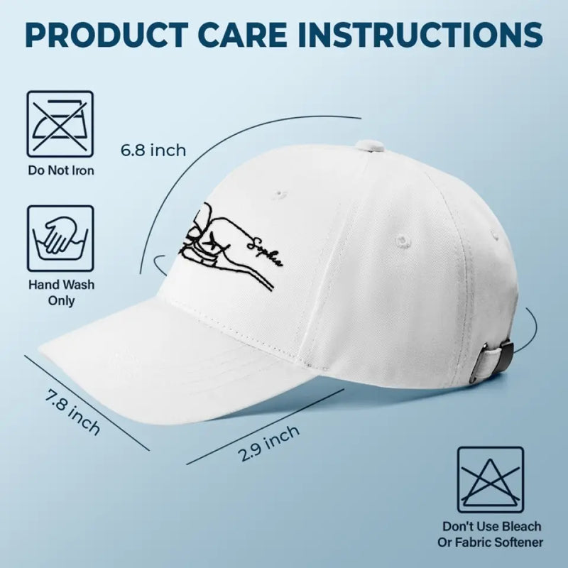 Custom Name Family Line Art Gifts - Personalized Embroidered Cap