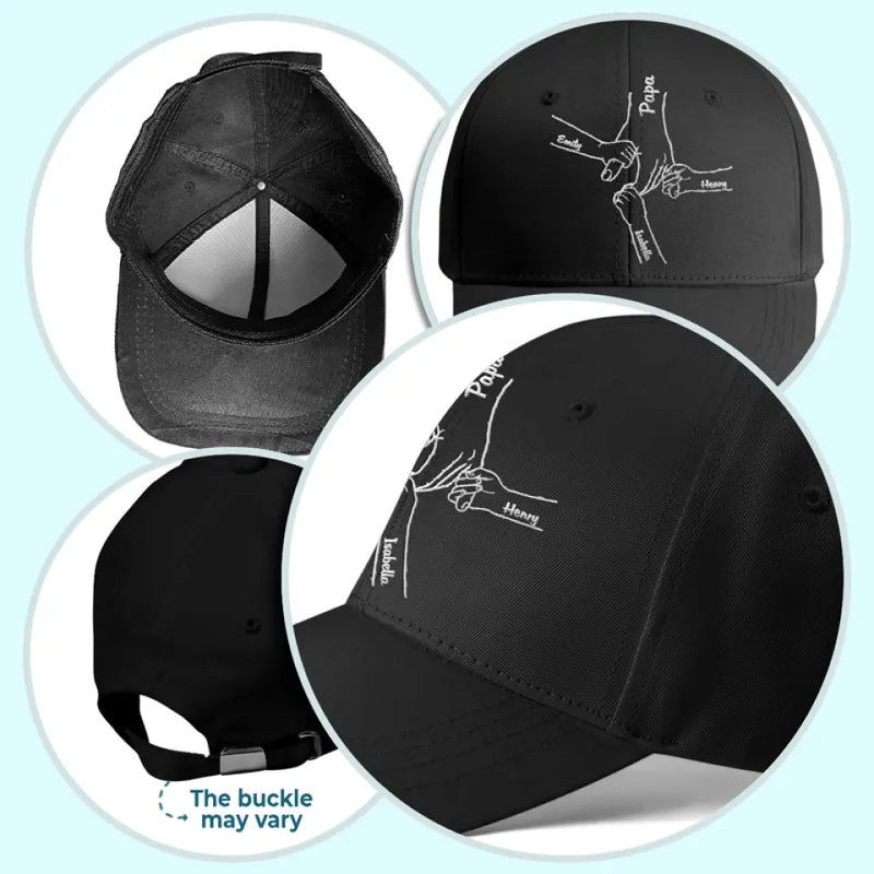 Custom Family Hand Holding Name Gifts - Personalized Embroidered Cap