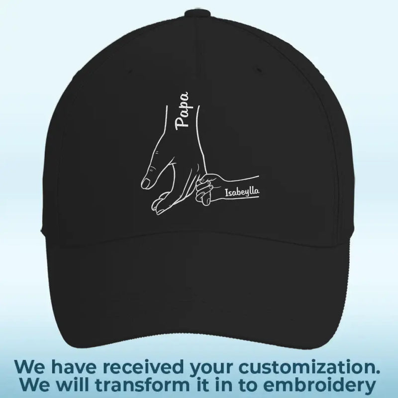 Custom Family Hand Holding Name Gifts - Personalized Embroidered Cap