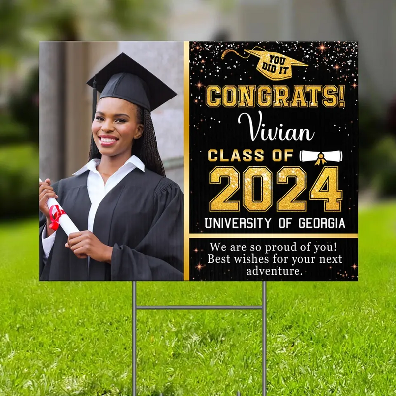 Custom Photo Best Wish For Your Next Adventure - Family Personalized Custom Yard Sign - Graduation Gift For Family Members, Siblings, Brothers, Sisters