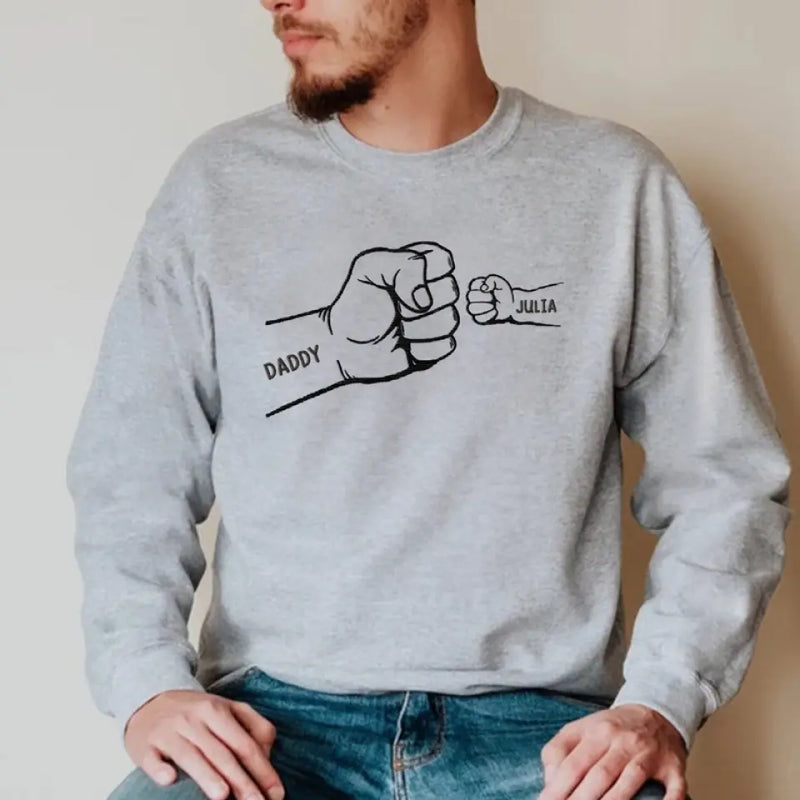 Custom Name Daddy Fist Bump Gifts - Personalized Embroidered Sweatshirt