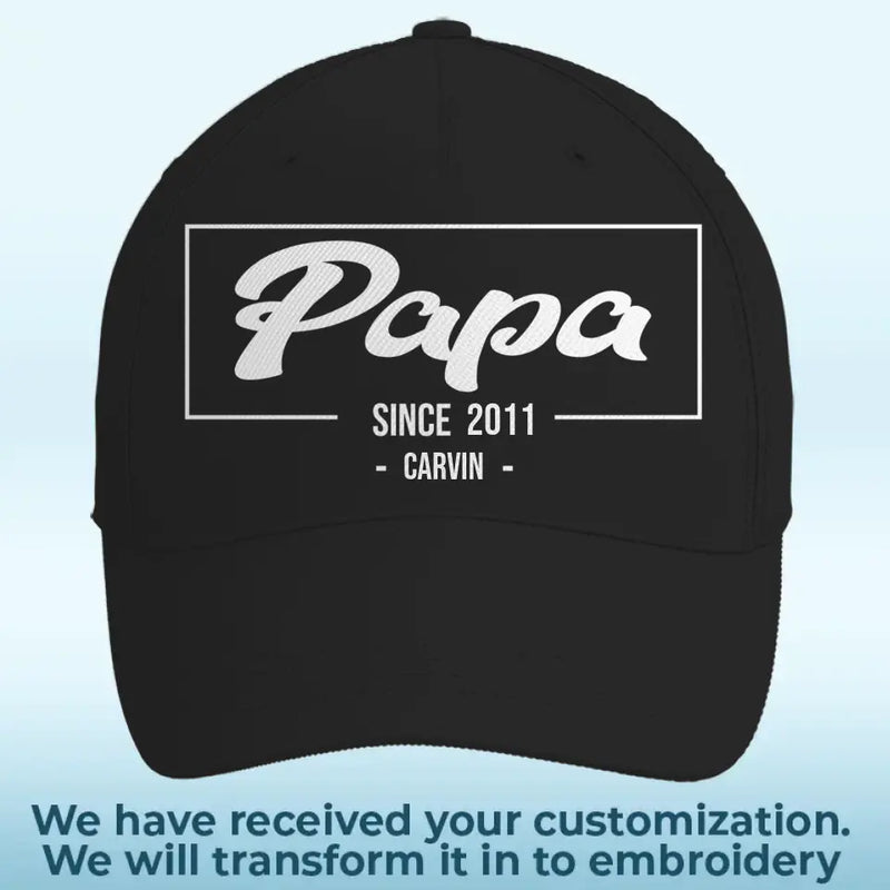 Custom Name Papa Family Gifts - Personalized Embroidered Cap