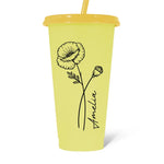 Custom Name Floral Design - Personalized Changing Color Cup