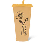 Custom Name Floral Design - Personalized Changing Color Cup