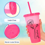 Custom Name Floral Design - Personalized Changing Color Cup