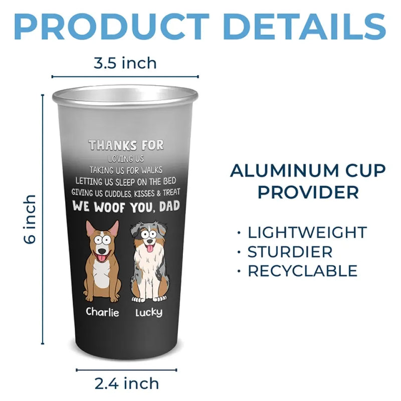 Custom Name Dog Dad Gifts - Personalized Aluminum Changing Color Cup