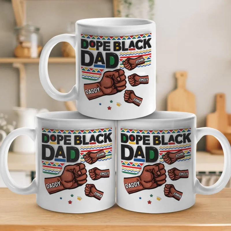 Custom Name Black Dad Gifts - Personalized Mugs