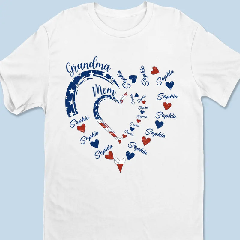 Custom American Flag Unisex T-shirt, Hoodie, Sweatshirt - Personalized 4th Of July Gifts For Mom, Grandma - Being Grandma Mom Makes My Life Complete