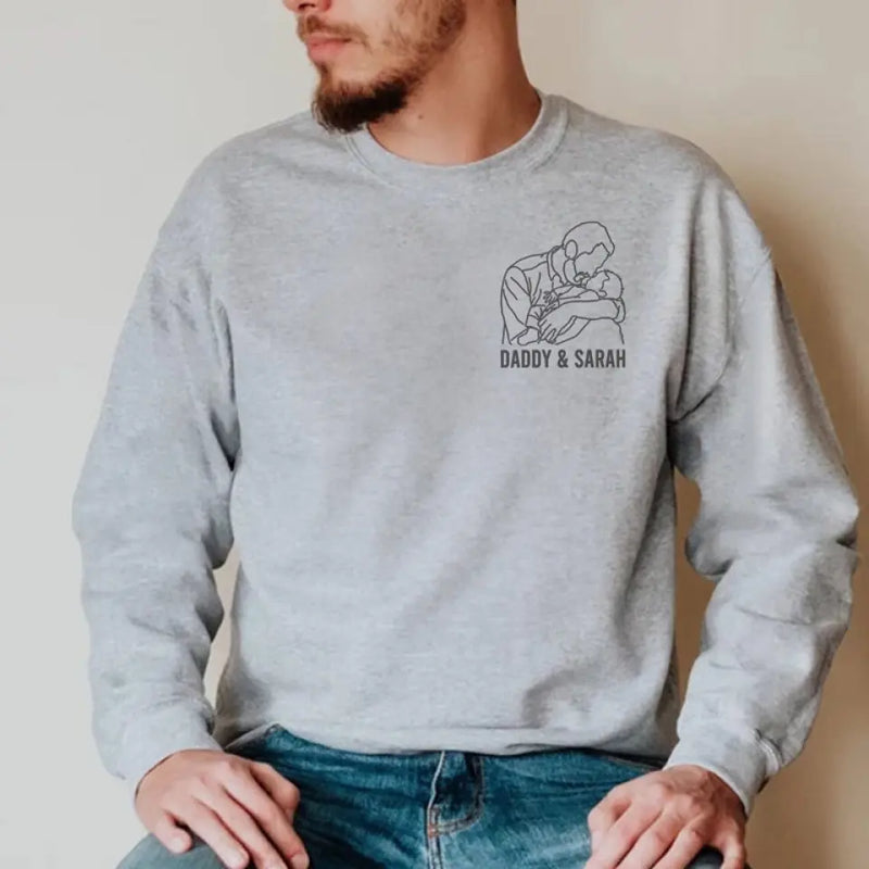 Custom Photo Father Daughter Gifts - Personalized Embroidered Sweatshirt