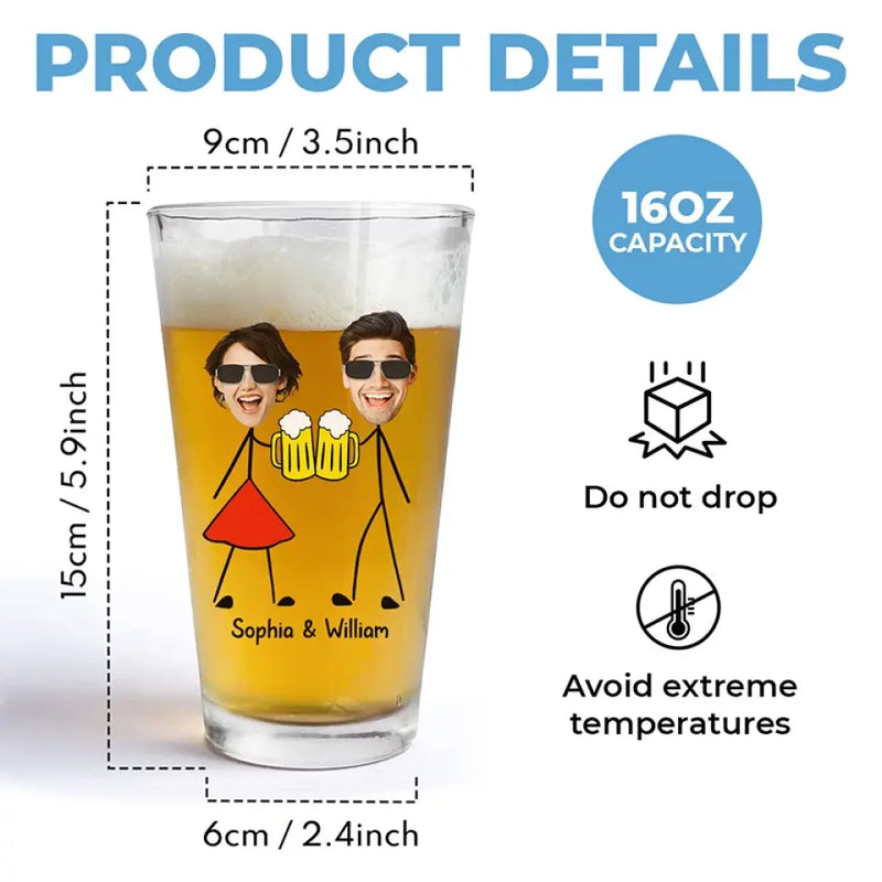 Custom Photo I Enjoy The Moments We Drink Together - Couple Personalized Custom Beer Glass - Gift For Husband Wife, Anniversary