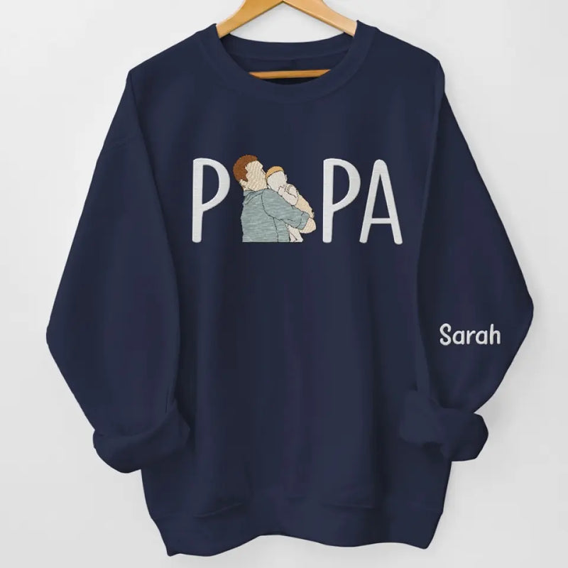 Custom Photo Thanks To Him, I Could See A Future - Family Personalized Custom Full Embroidered Sweatshirt - Father's Day, Gift For Dad