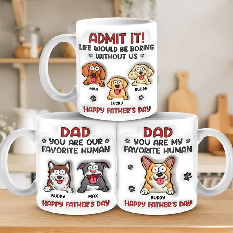 Custom Name Dog Dad Father's Day Gifts - Personalized Mugs