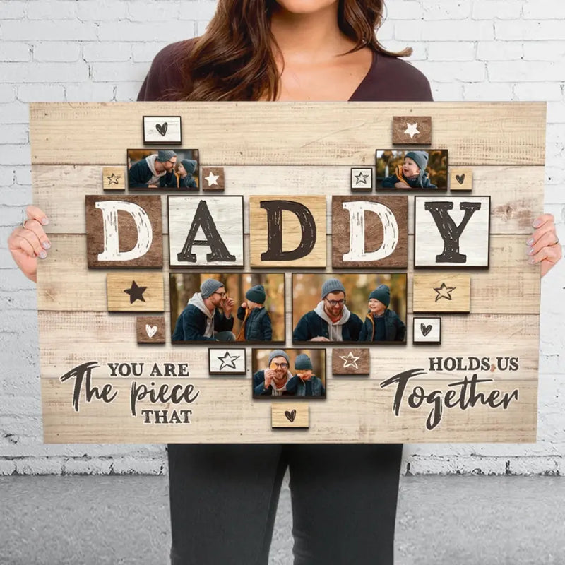 Custom Photo Always By My Side - Family Personalized Custom Horizontal Canvas - Father's Day, Gift For Dad