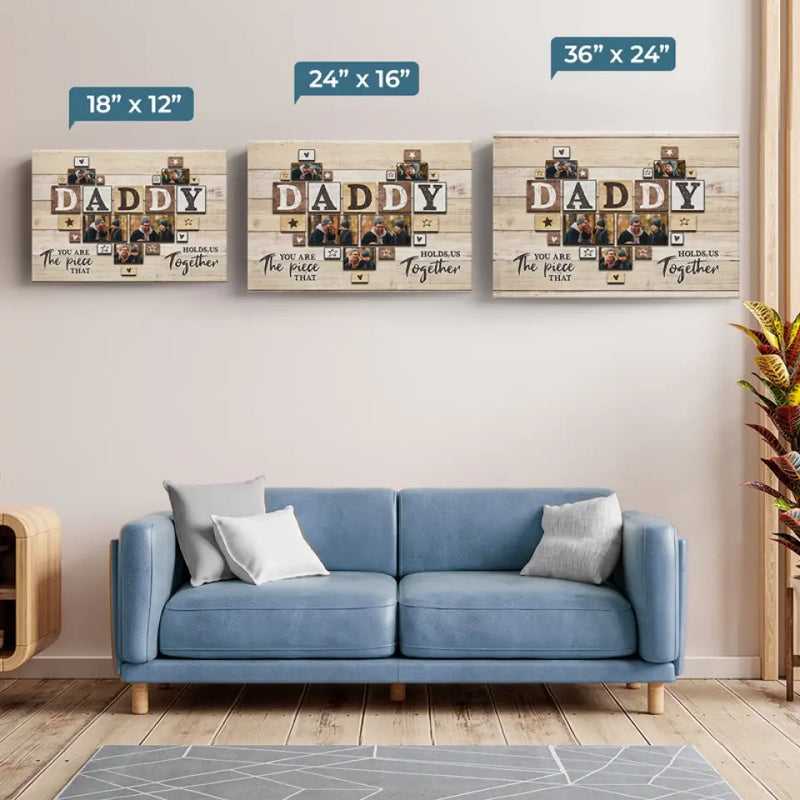 Custom Photo Always By My Side - Family Personalized Custom Horizontal Canvas - Father's Day, Gift For Dad
