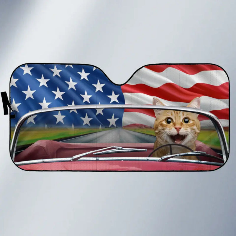 Custom Photo Let's Go On An Adventure - Dog & Cat Personalized Custom Auto Windshield Sunshade, Car Window Protector - Gift For Pet Owners, Pet Lovers