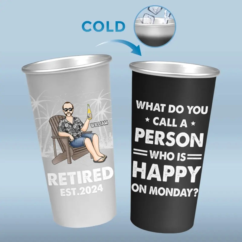 Good Mood With Beer And Retirement - Personalized Custom Aluminum Changing Color Cup - Appreciation, Retirement Gift For Coworkers, Work Friends, Colleagues
