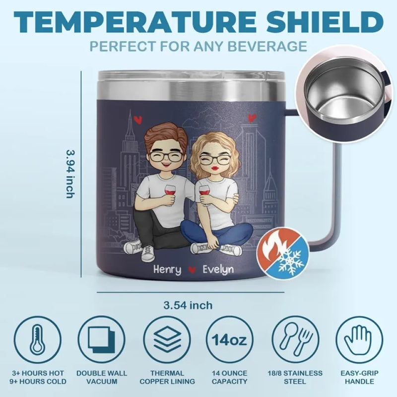 You Will Always Be My Forever - Couple Personalized Custom 14oz Stainless Steel Tumbler With Handle - Gift For Husband Wife, Anniversary