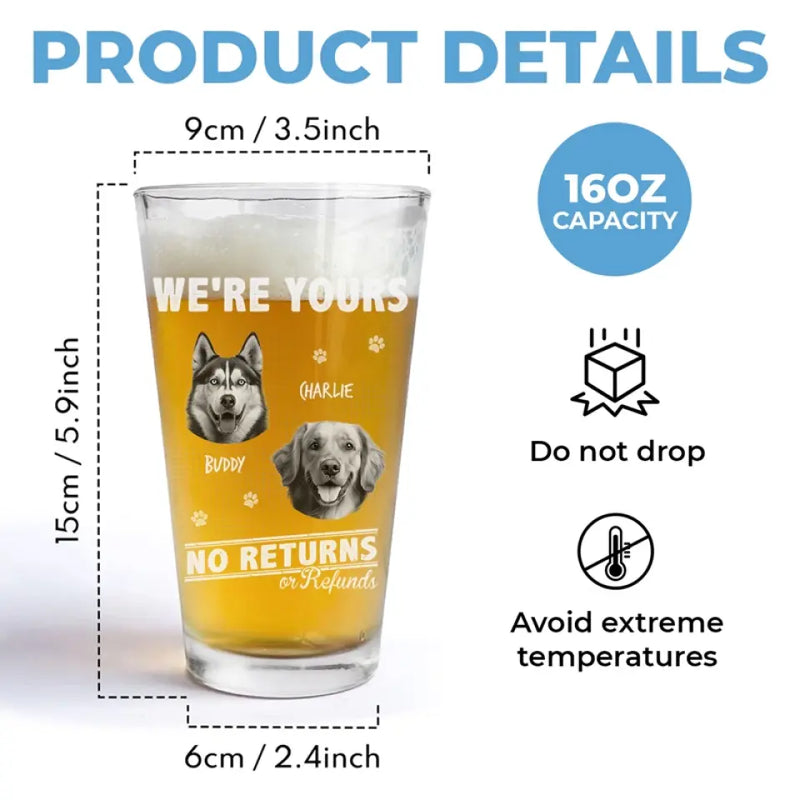 Custom Photo I Work Until Beer O’Clock - Dog & Cat Personalized Custom Beer Glass - Gift For Pet Owners, Pet Lovers