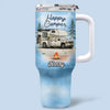 Life Is Better Around The Campfire - Camping Personalized Custom 40 Oz Stainless Steel Tumbler With Handle - Gift For Camping Lovers