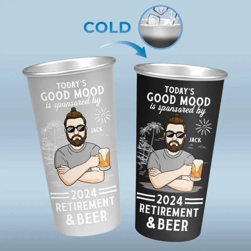 Goodbye Tension And Hello Pension - Personalized Custom Aluminum Changing Color Cup - Appreciation, Retirement Gift For Coworkers, Work Friends, Colleagues