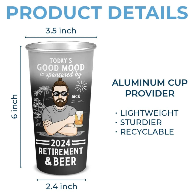Goodbye Tension And Hello Pension - Personalized Custom Aluminum Changing Color Cup - Appreciation, Retirement Gift For Coworkers, Work Friends, Colleagues