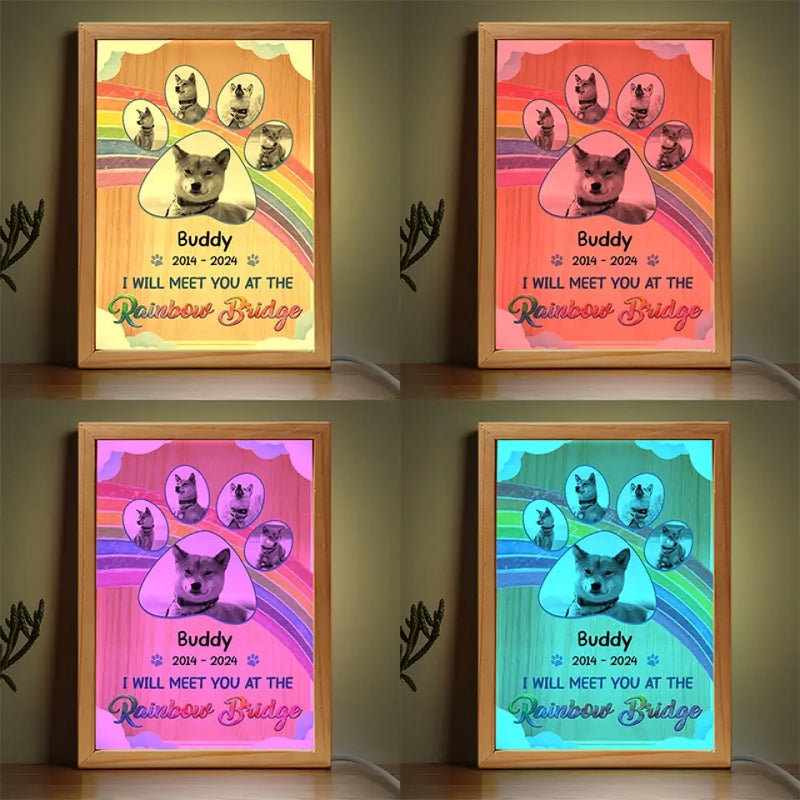 Custom Photo I Really Meet You At The Rainbow Bridge - Memorial Personalized Custom Frame Light Box - Sympathy Gift For Pet Owners, Pet Lovers