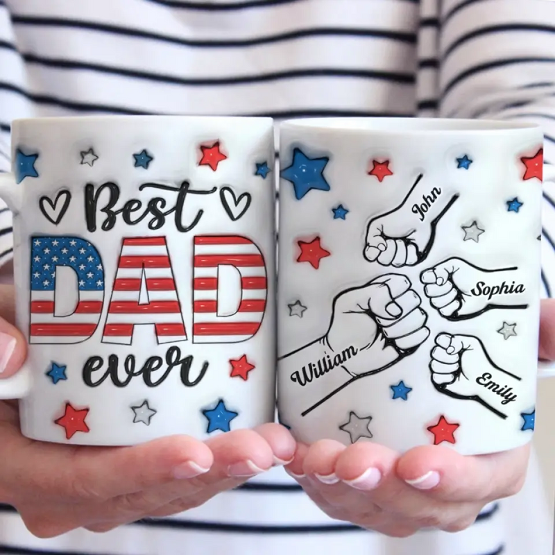 Custom Name Best Dad Fist Bump Gifts - Personalized Mugs