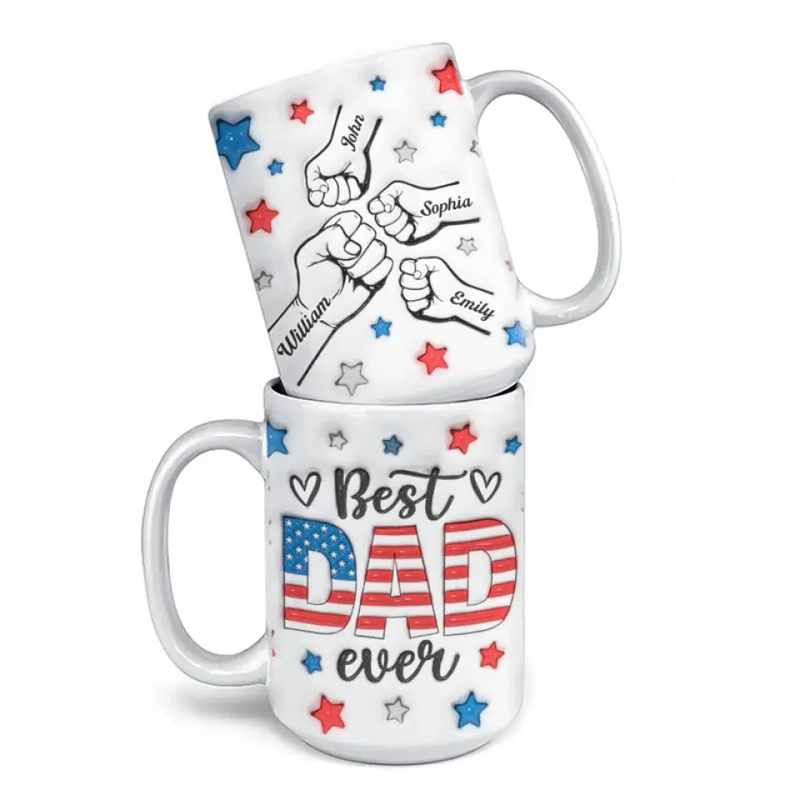 Custom Name Best Dad Fist Bump Gifts - Personalized Mugs