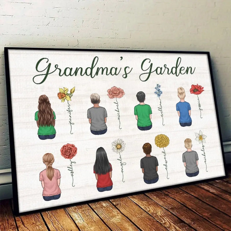 Custom Name Grandma's Garden Family Decor - Personalized Poster