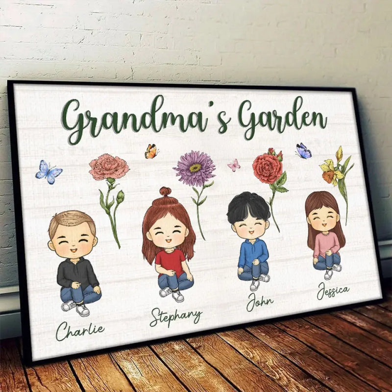 Custom Name Grandma's Garden Gifts - Personalized Poster