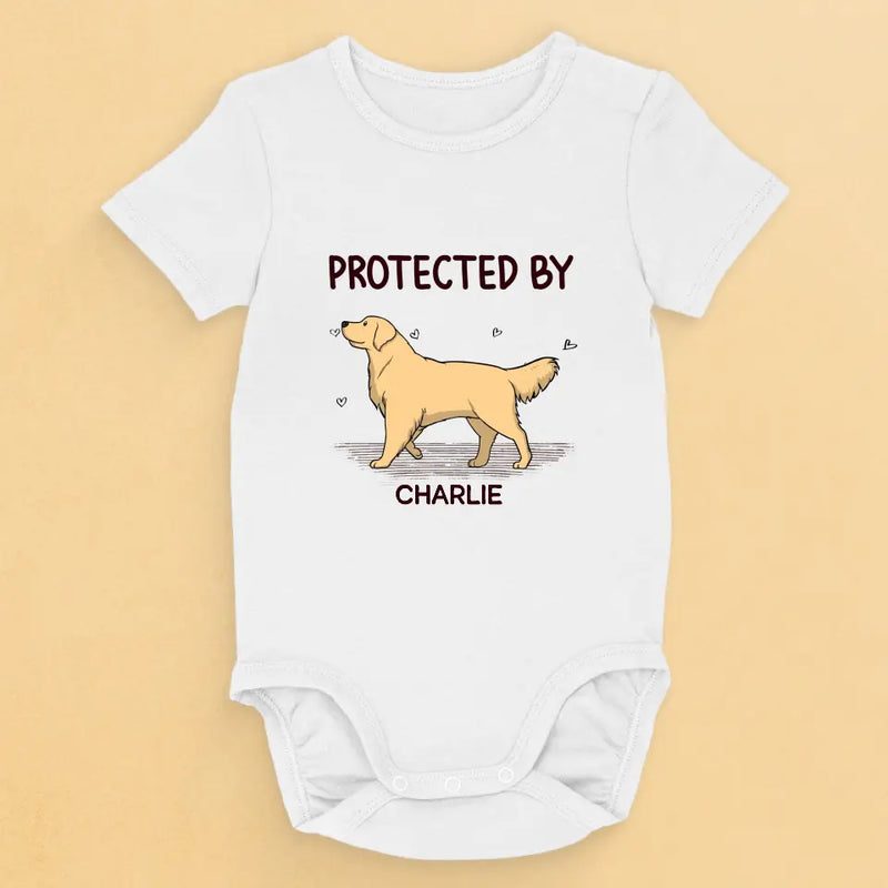 Protected By The Loyal Guardian - Dog Personalized Custom Baby Onesie - Baby Shower Gift, Gift For Pet Owners, Pet Lovers