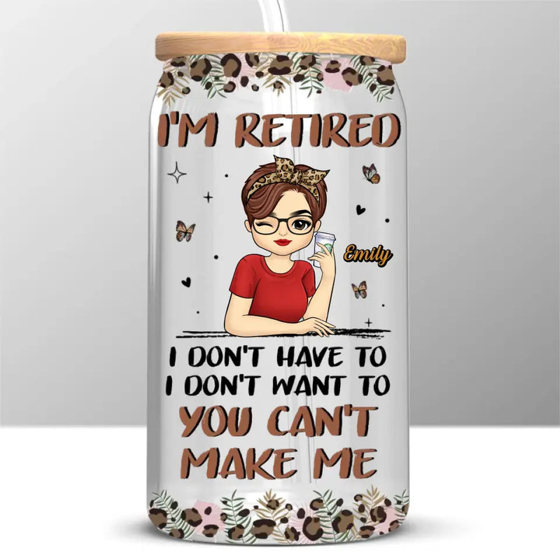 Custom Name Funny Retirement Gifts for Women - Personalized Glass Cup