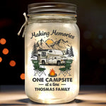 Custom Name Camping Family Gifts - Personalized Mason Jar Light