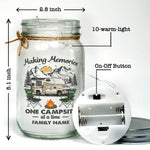 Custom Name Camping Family Gifts - Personalized Mason Jar Light
