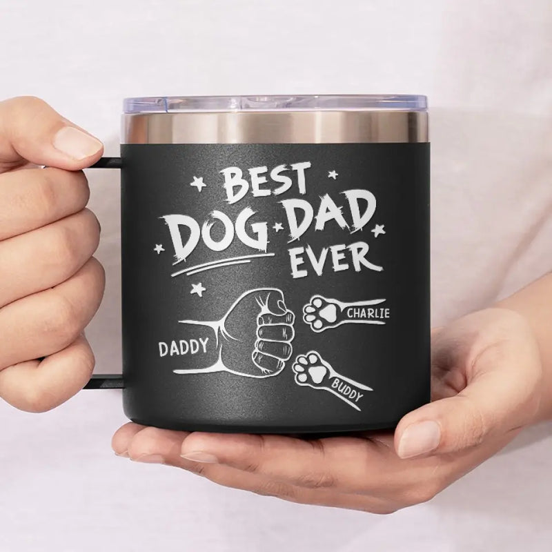 To The Most Pawsome Dad I Know - Dog & Cat Personalized Custom 14oz Stainless Steel Tumbler With Handle - Gift For Pet Owners, Pet Lovers