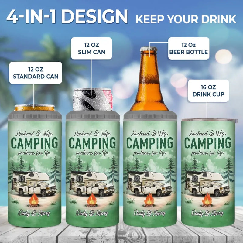 Every Moment Is A Fresh Beginning - Camping Personalized Custom 4 In 1 Can Cooler Tumbler - Gift For Couple, Husband Wife, Camping Lovers