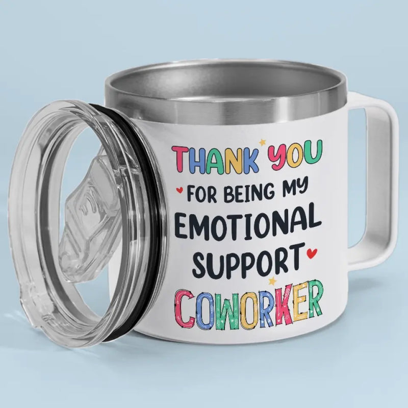 Custom Name Emotional Support Coworker Gifts - Personalized 14 Oz Tumbler With Handle