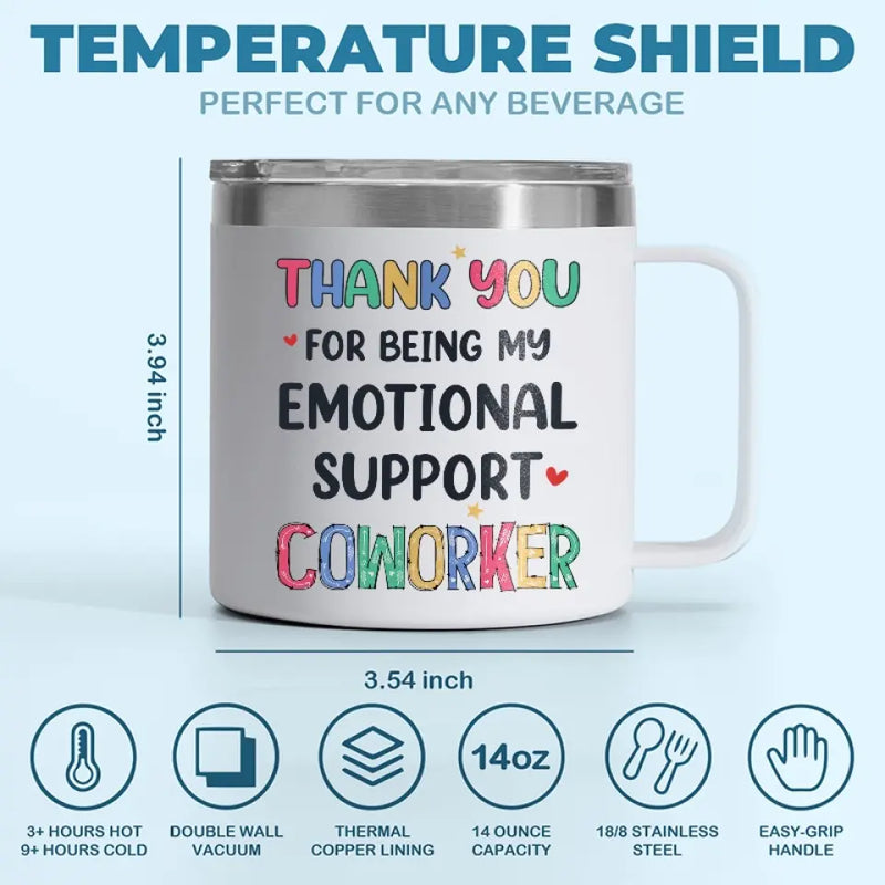 Custom Name Emotional Support Coworker Gifts - Personalized 14 Oz Tumbler With Handle