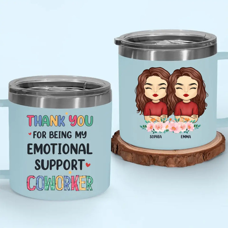 Custom Name Emotional Support Coworker Gifts - Personalized 14 Oz Tumbler With Handle