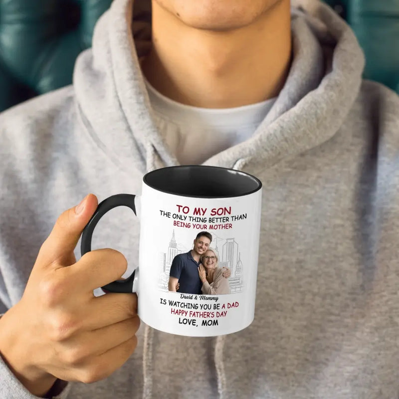 Custom Photo Father's Day Gifts for Son - Personalized Accent Mugs