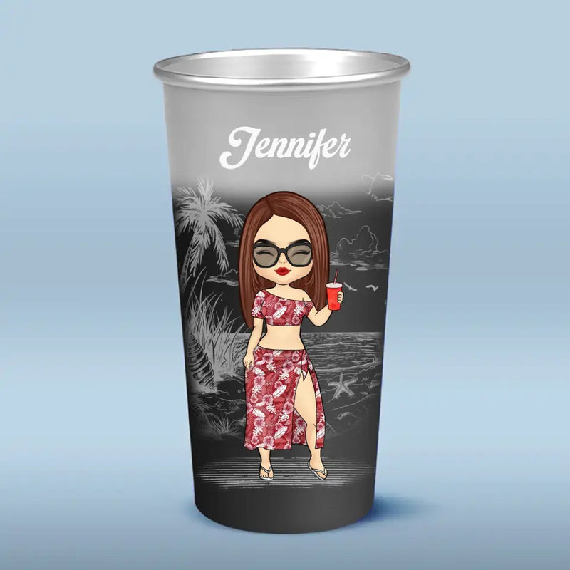 Summertime Is Calling - Bestie Personalized Custom Aluminum Changing Color Cup - Summer Vacation Gift For Best Friends, BFF, Sisters