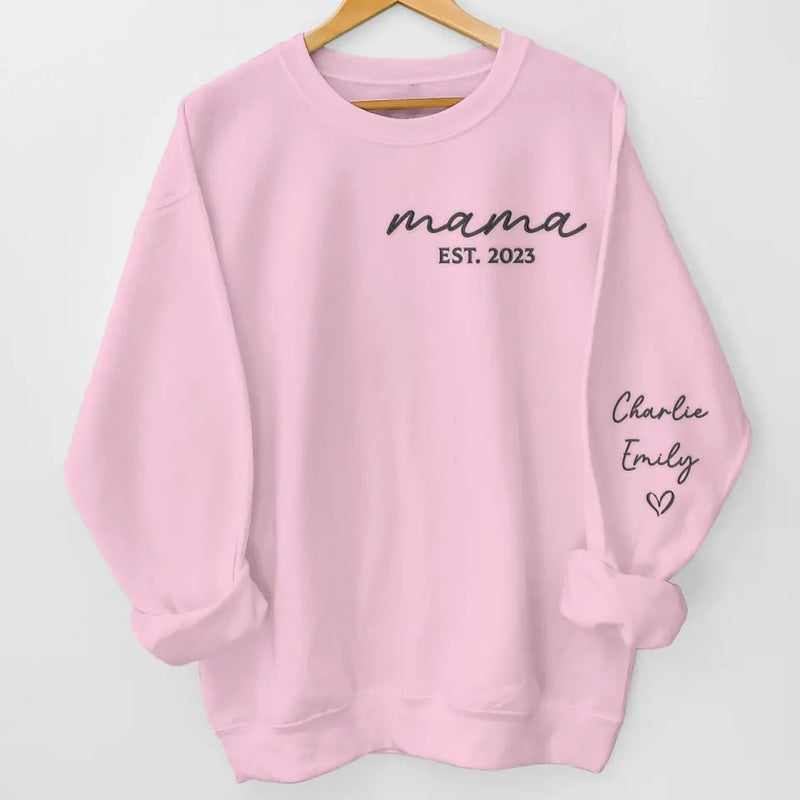 Mama Her Love is Unconditional - Family Personalized Custom Embroidered Sweatshirt - Gift For Mom, Grandma