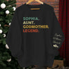 Aunt, Godmother, Legend - Family Personalized Custom Unisex Sweatshirt With Design On Sleeve - Gift For Family Members
